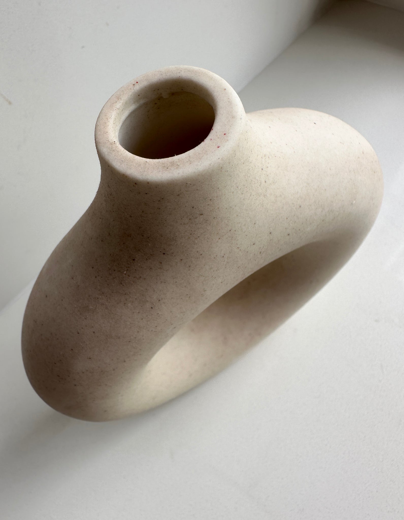 Beige Ceramic Circle Vase