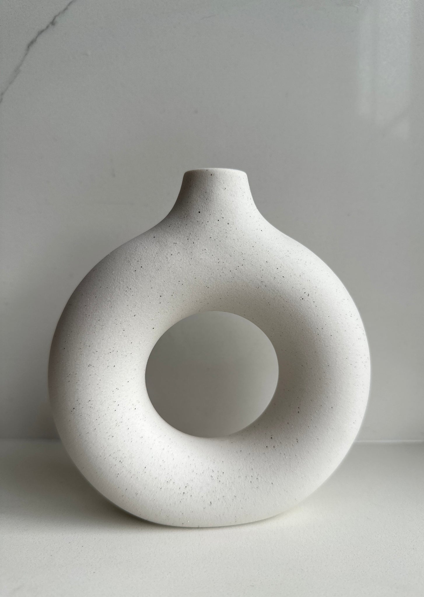 White Ceramic Circle Vase